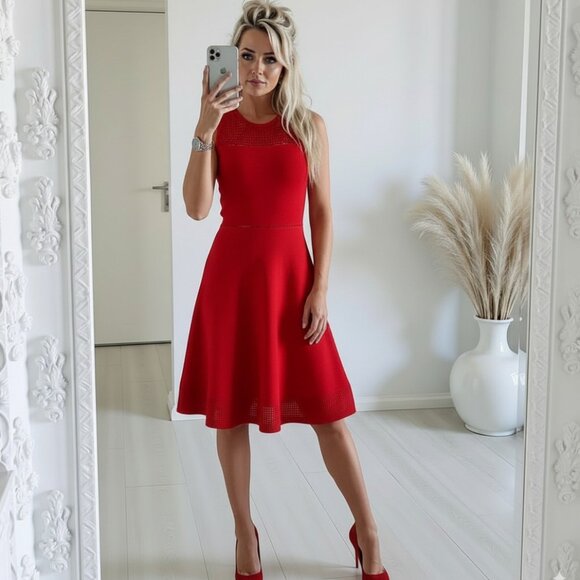 Dynamite Dresses & Skirts - Dynamite Red Knit Fit & Flare Dress